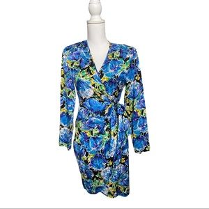 Liz Claiborne SILK floral wrap dress size 4